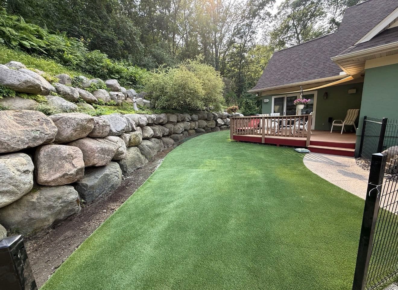 Project Retaining Walls, Artificial Turf, and Lighting Done Right image